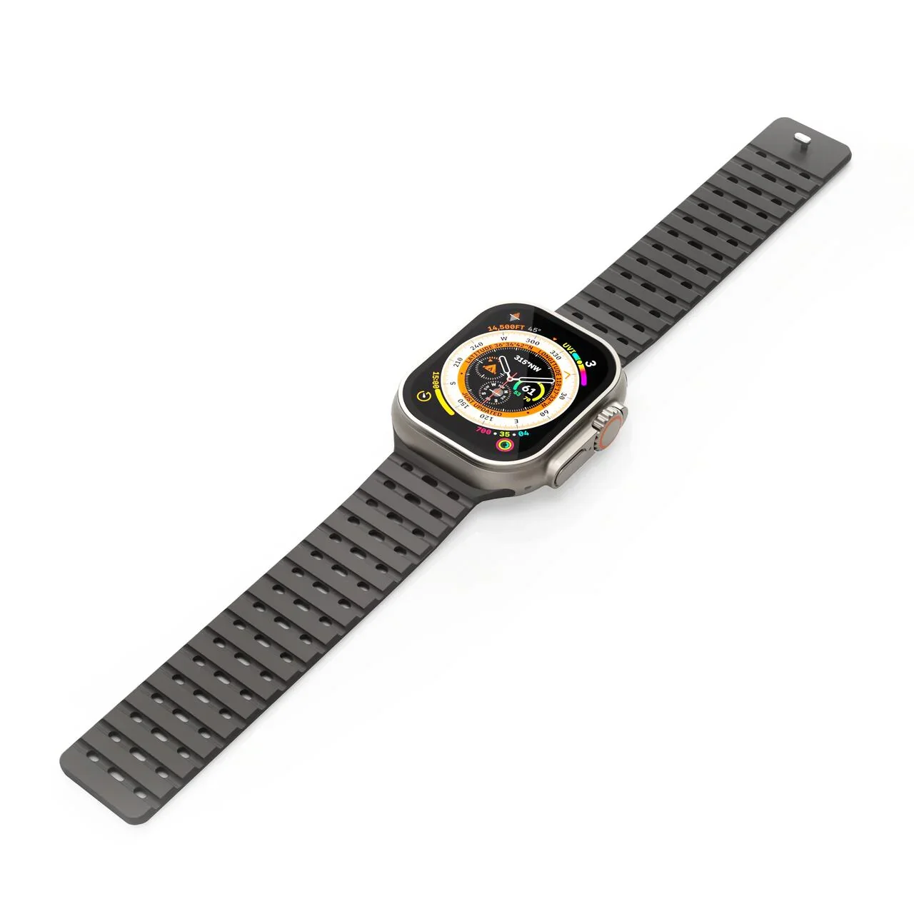 Curea NOA pentru Apple Watch 46/49 mm, Silicon, Negru - Image 6