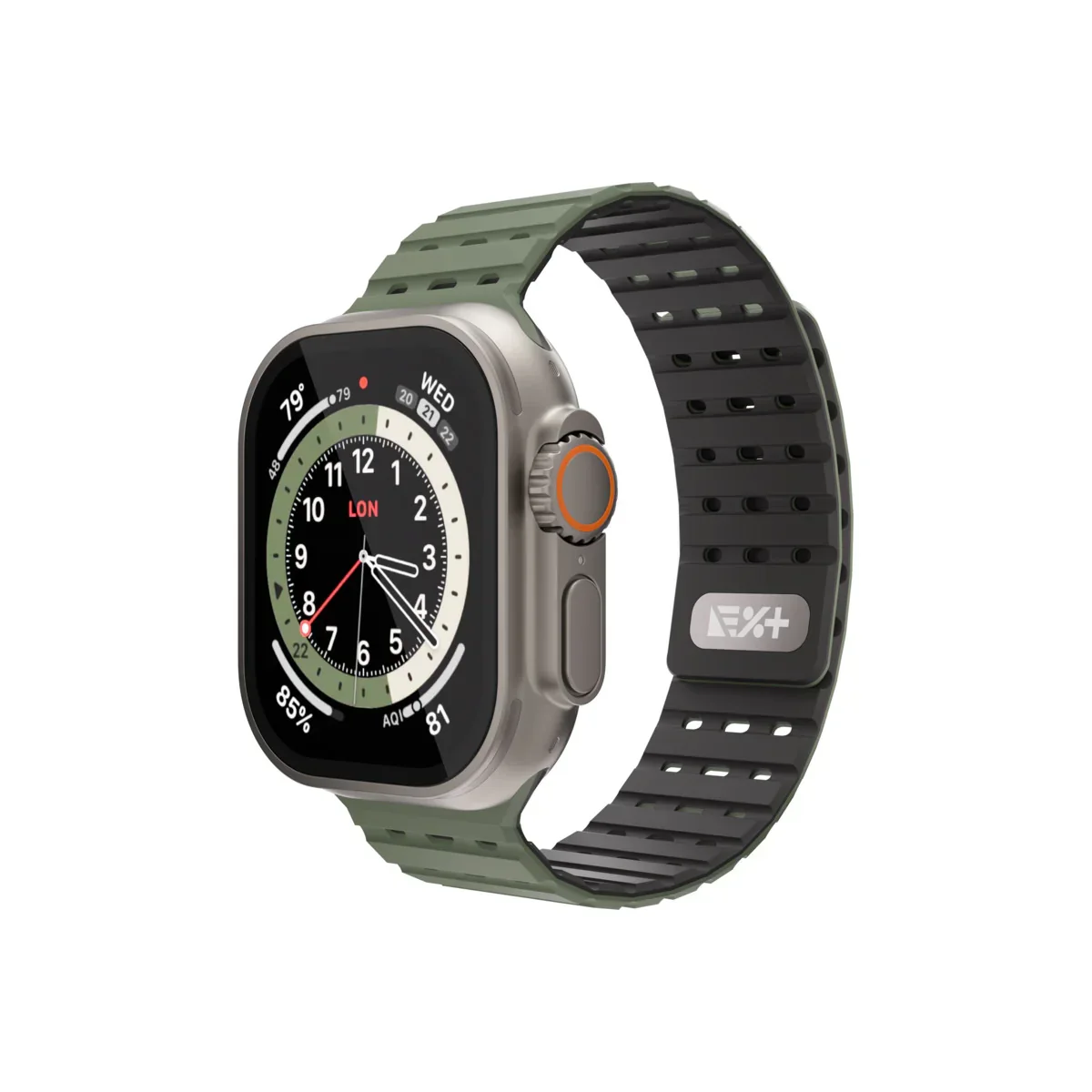 Curea NOA pentru Apple Watch 46/49 mm, Silicon, Verde