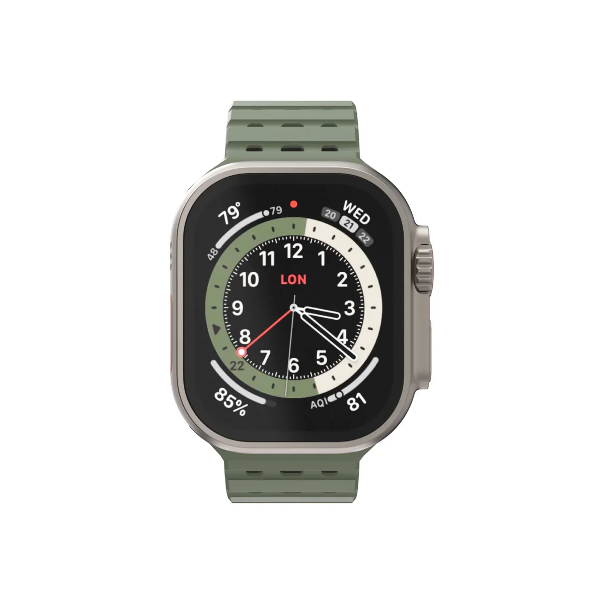 Curea NOA pentru Apple Watch 46/49 mm, Silicon, Verde - Image 2