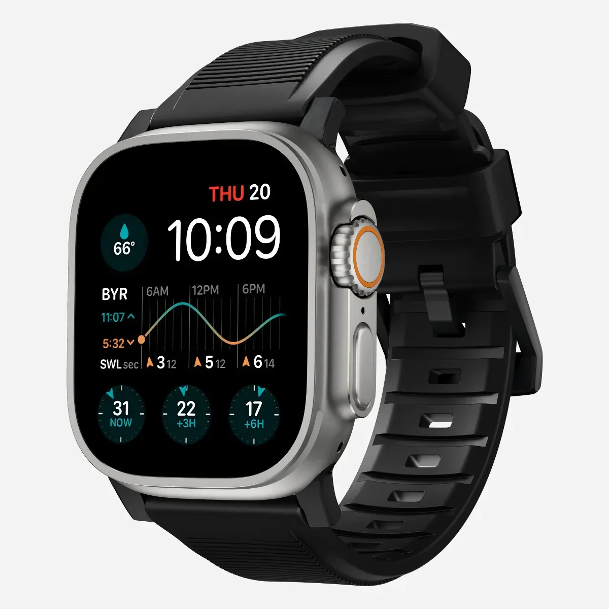 Curea Nomad Rugged Strap pentru Apple Watch Ultra 49mm, Negru