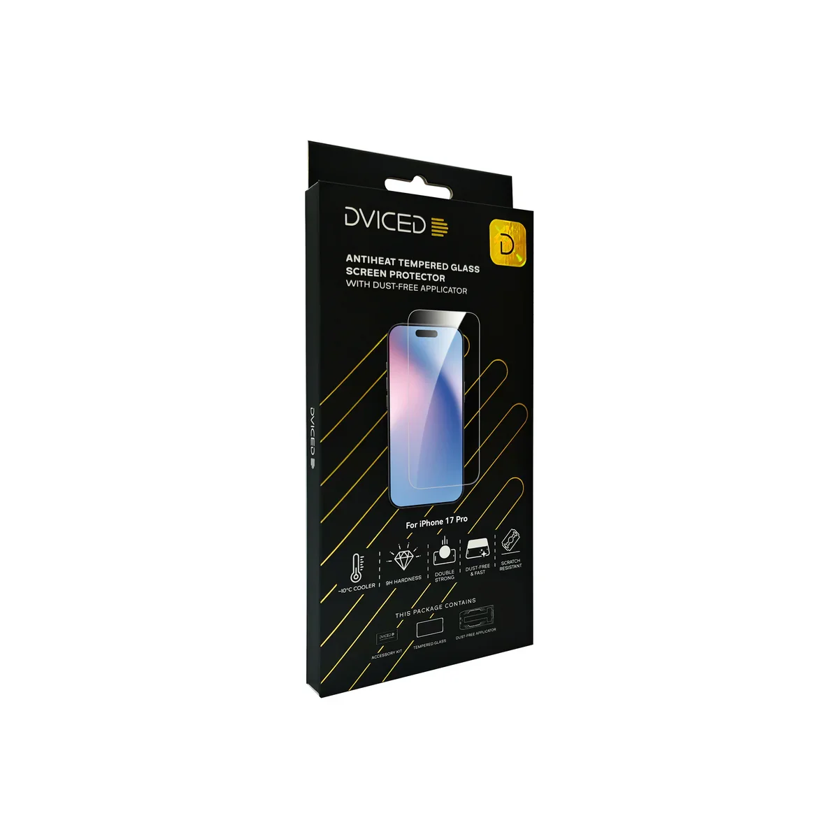 Folie de protectie DVICED din sticlă securizată „Anti-încălzire” pentru iPhone 17 Pro, cu aplicator - Image 4