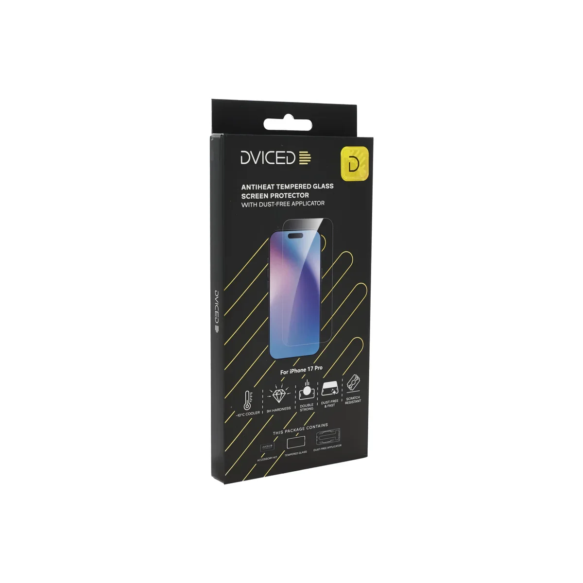 Folie de protectie DVICED din sticlă securizată „Anti-încălzire” pentru iPhone 17 Pro, cu aplicator - Image 5
