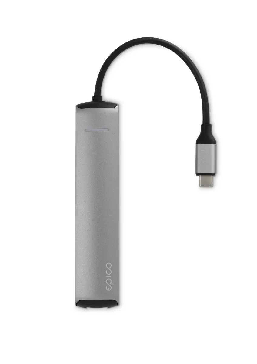Hub Epico USB Type-C, Argintiu