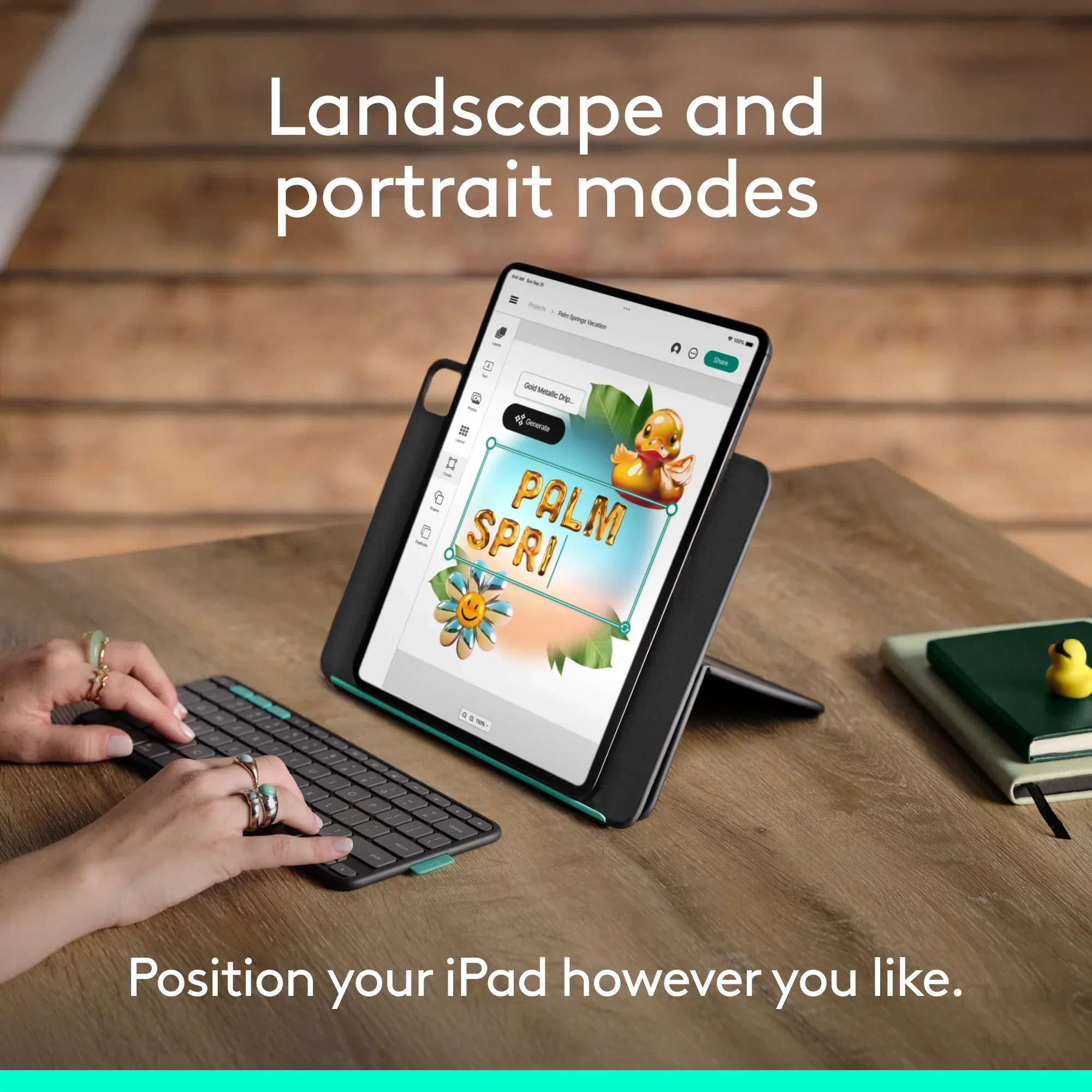 Husa cu tastatura Logitech Flip Folio pentru iPad Pro & Air 13", Grafit - Image 5