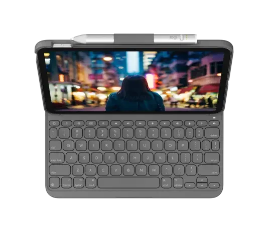 Husa cu tastatura Logitech Slim Folio pentru iPad 10, US, Gri - Image 2