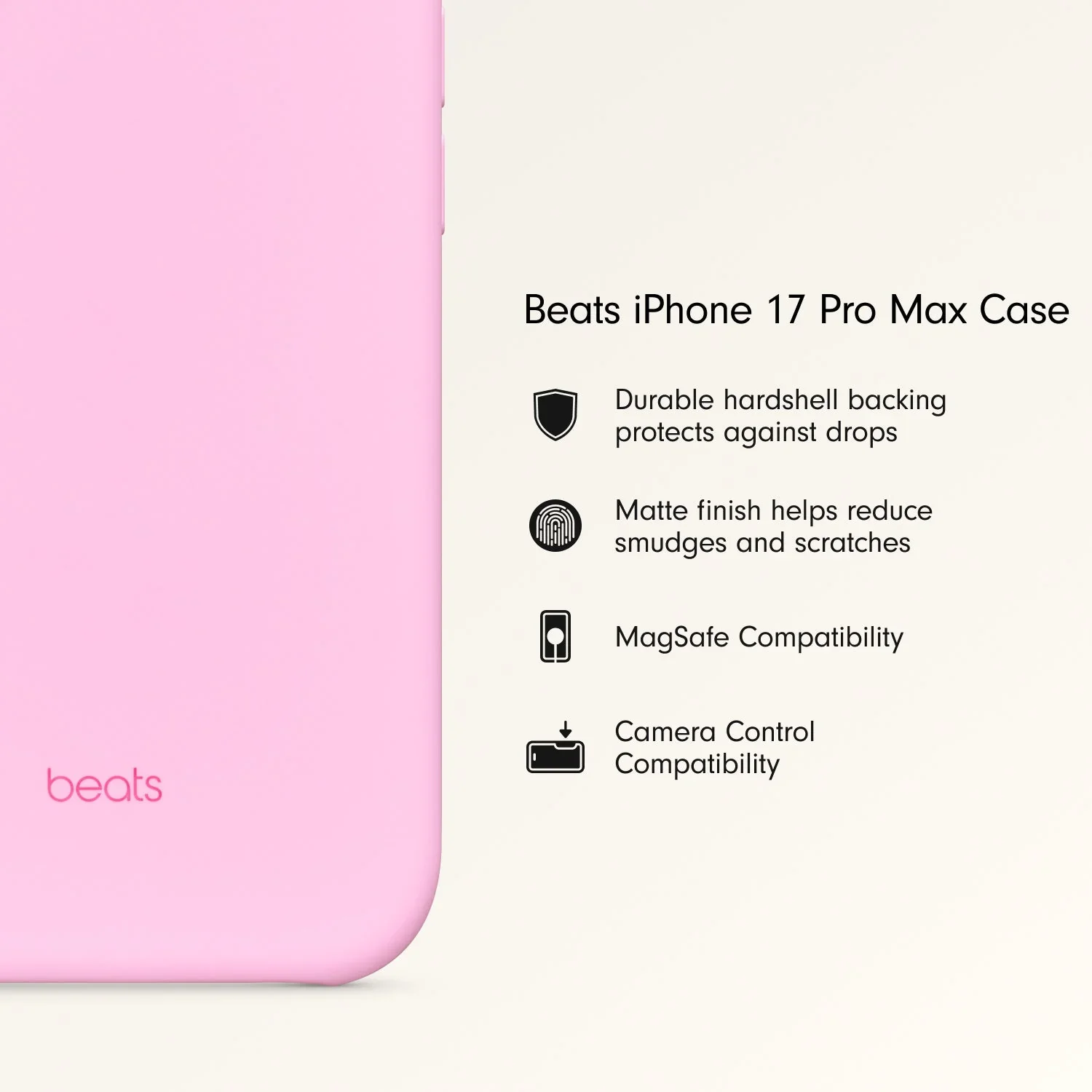 Husa de protectie Apple Beats cu MagSafe pentru iPhone 17 Pro Max, Pebble Pink - Image 2