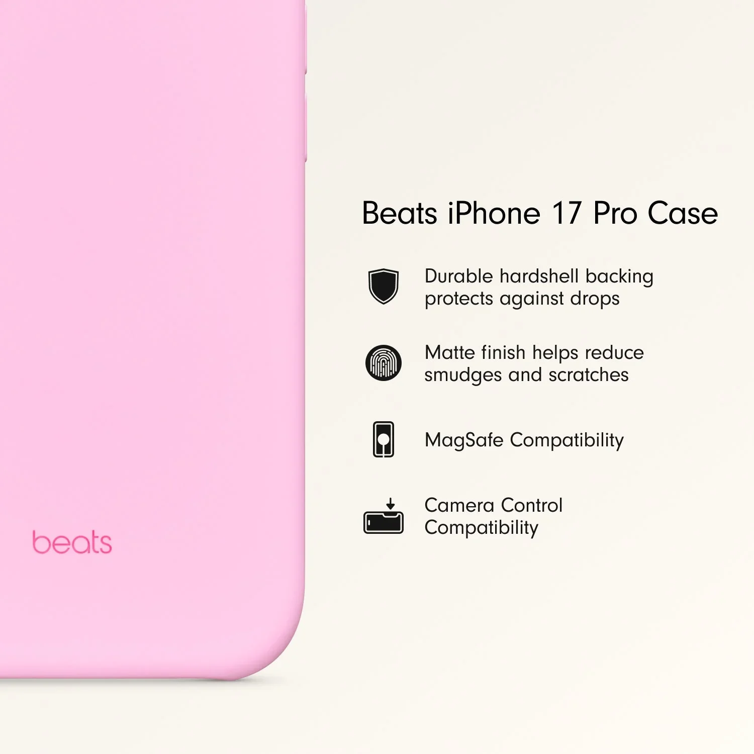 Husa de protectie Apple Beats cu MagSafe pentru iPhone 17 Pro, Pebble Pink - Image 2