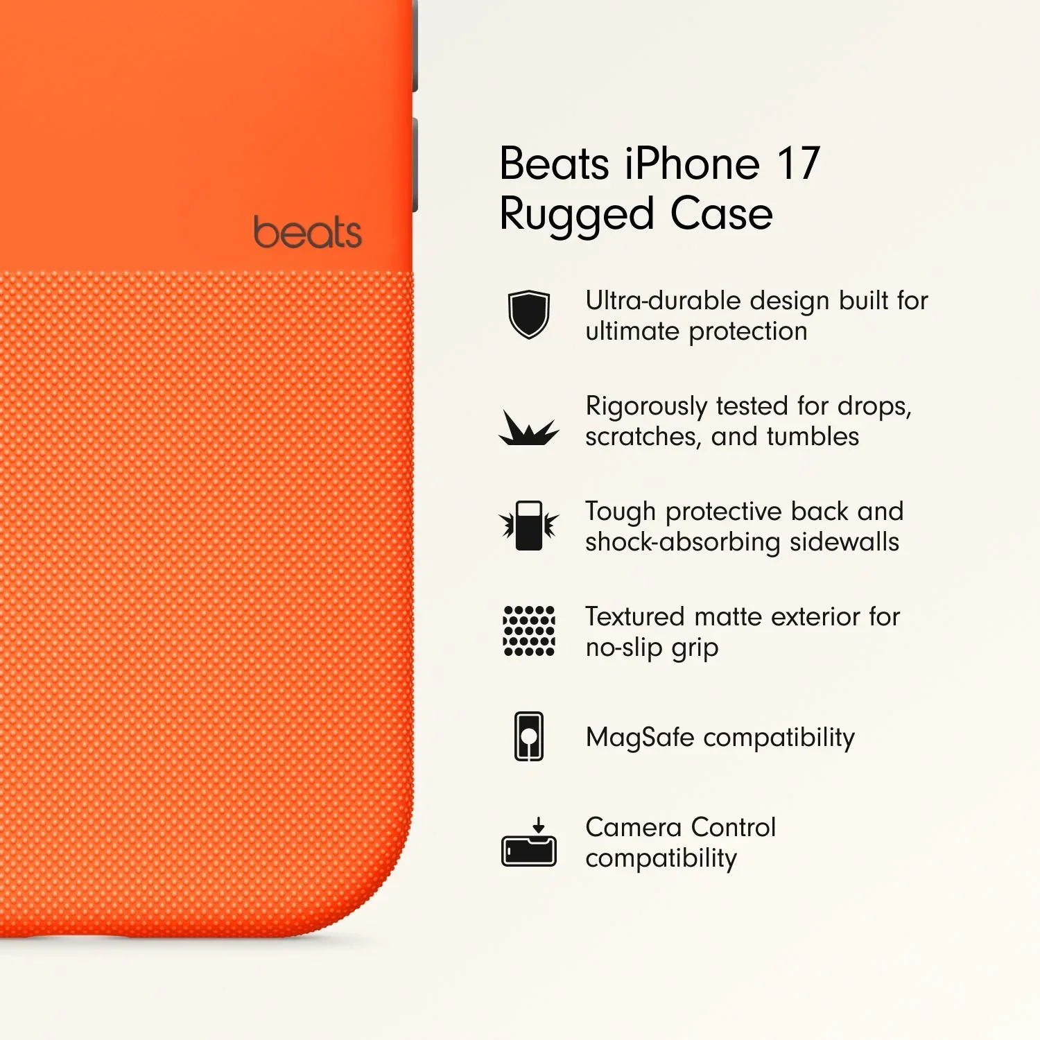 Husa de protectie Apple Beats Rugged pentru iPhone 17 cu MagSafe și control al camerei, Sierra Orange - Image 2
