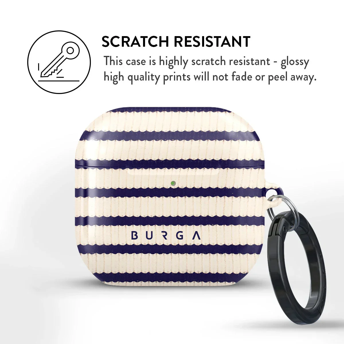 Husa de protectie BURGA pentru AirPods 4, Dungi, Bej - Image 4