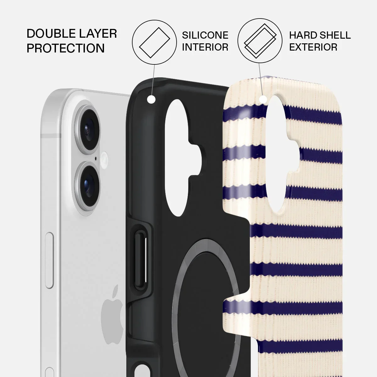 Husa de protectie BURGA pentru iPhone 17, Dungi, Bej - Image 2