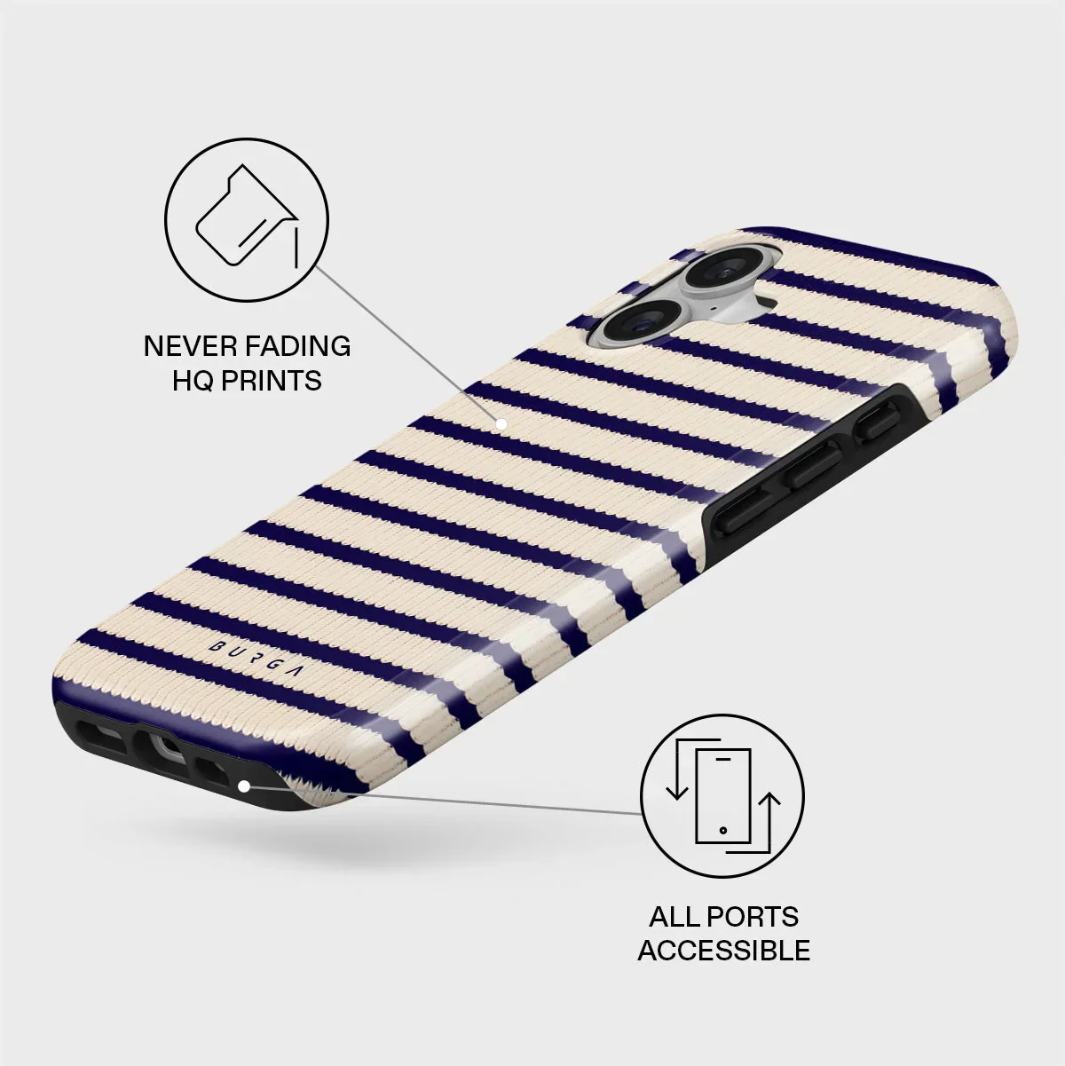 Husa de protectie BURGA pentru iPhone 17, Dungi, Bej - Image 3