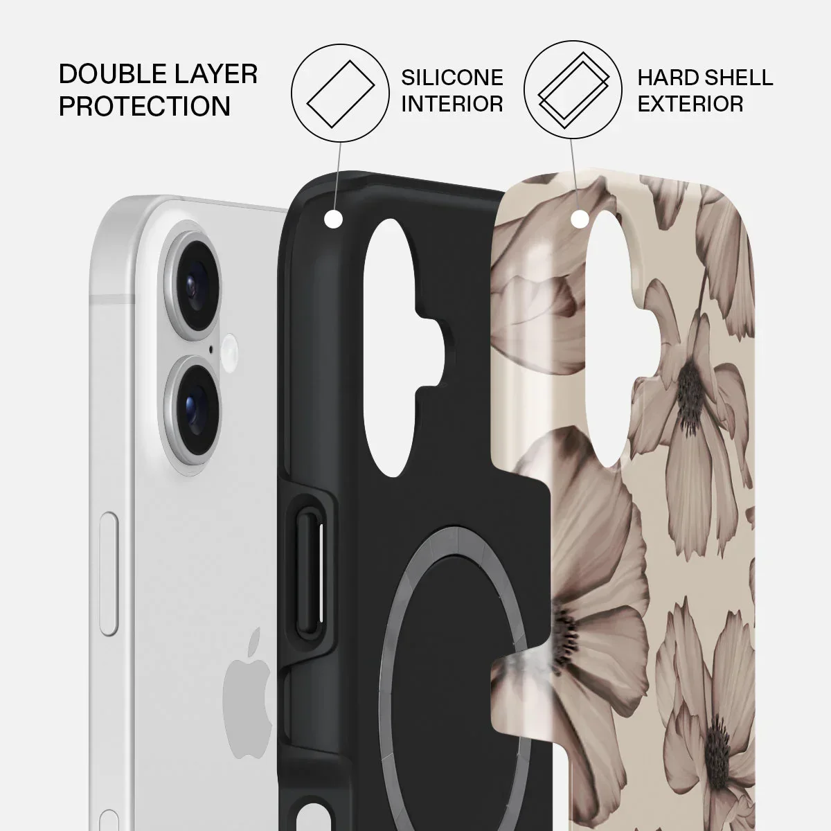 Husa de protectie BURGA pentru iPhone 17, Flori, Bej - Image 2