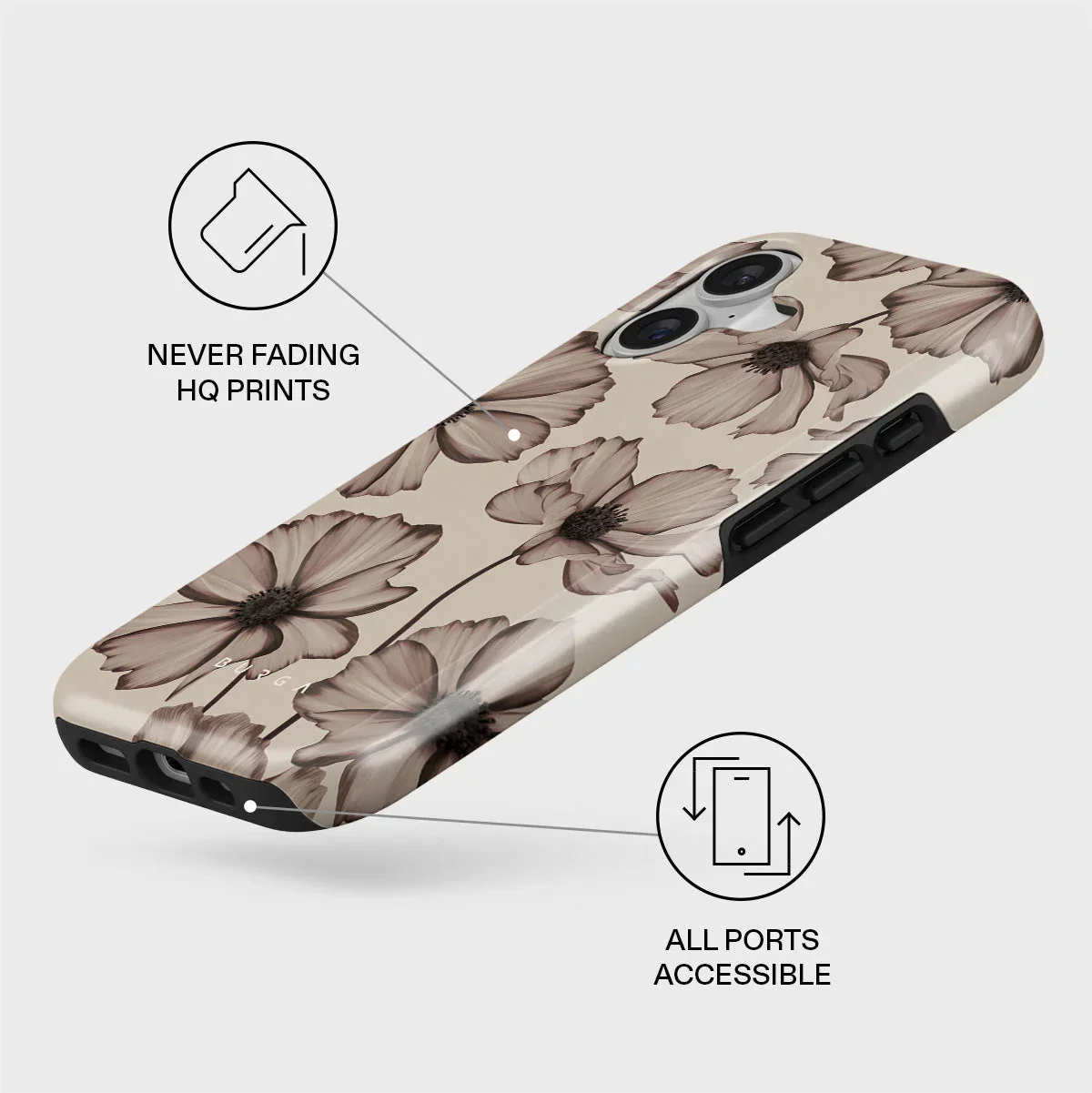 Husa de protectie BURGA pentru iPhone 17, Flori, Bej - Image 3