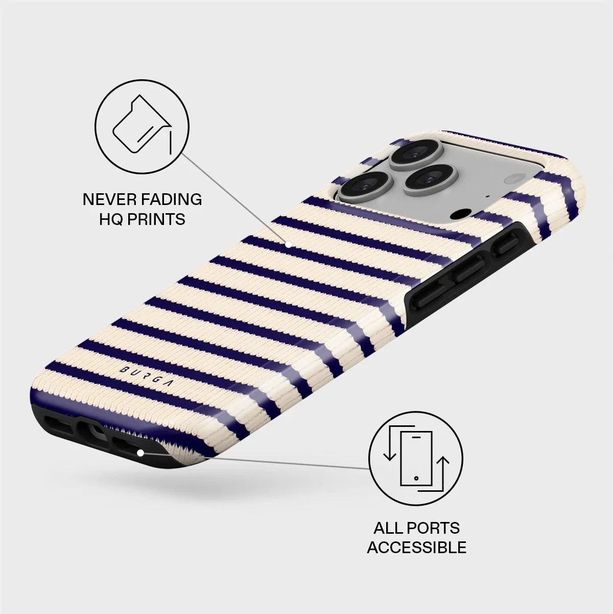 Husa de protectie BURGA pentru iPhone 17 Pro, Dungi, Bej - Image 3
