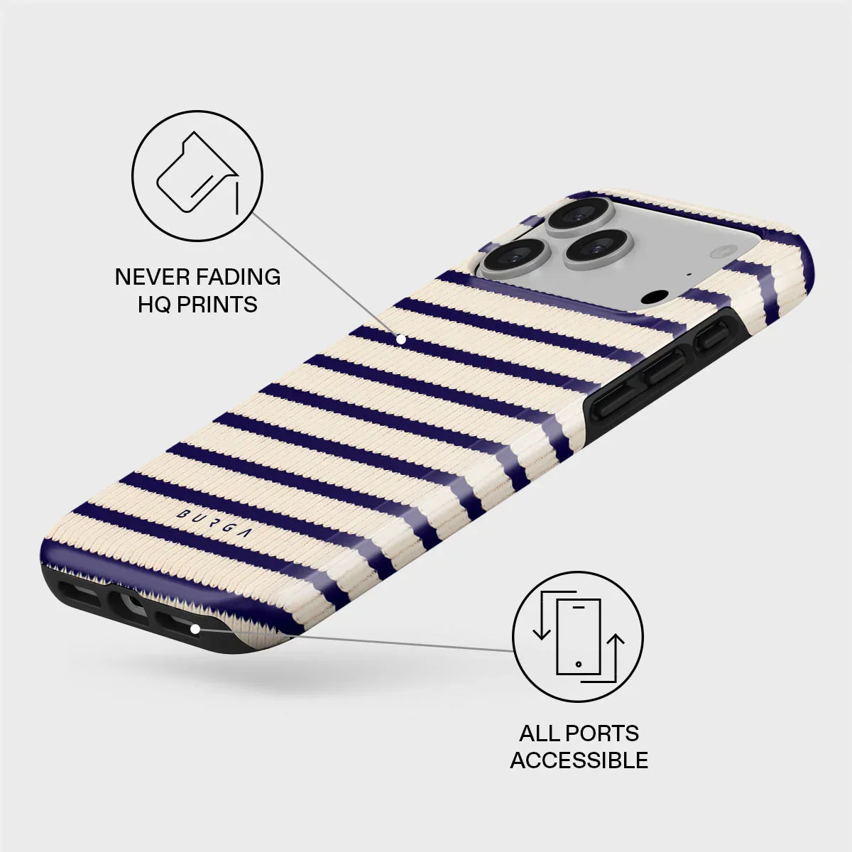Husa de protectie BURGA pentru iPhone 17 Pro Max, Dungi, Bej - Image 3