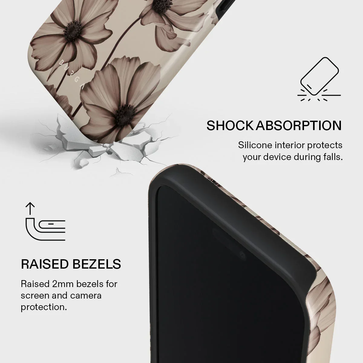 Husa de protectie BURGA pentru iPhone 17 Pro Max, Flori, Bej - Image 4