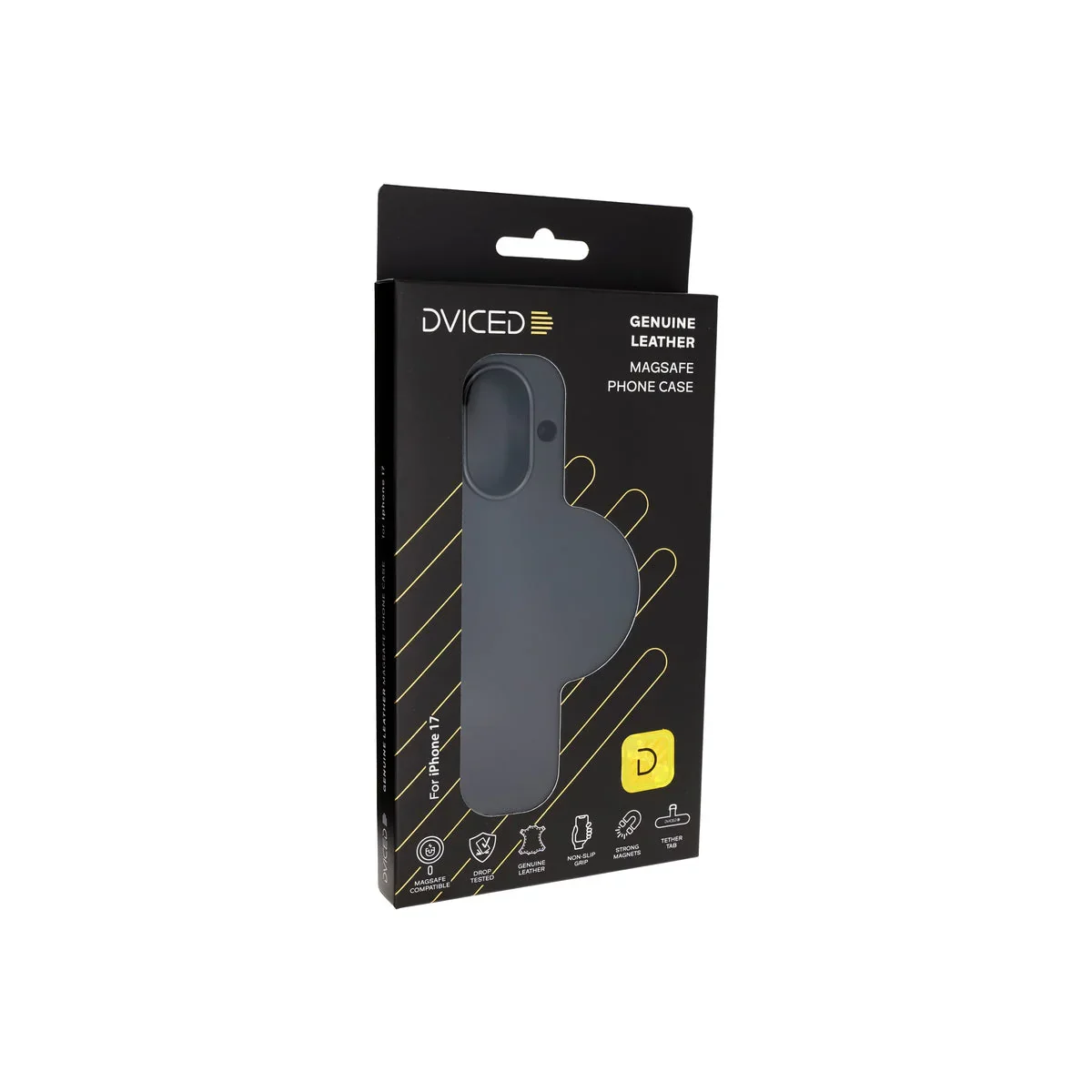 Husa de protectie DVICED din piele pentru iPhone 17, Negru