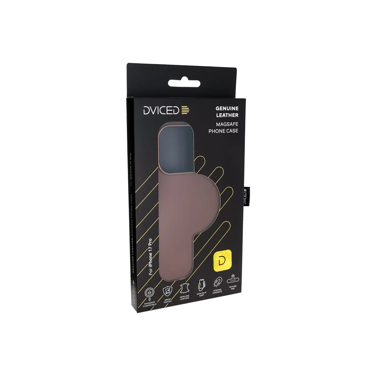 Husa de protectie DVICED din piele pentru iPhone 17 Pro, Maro