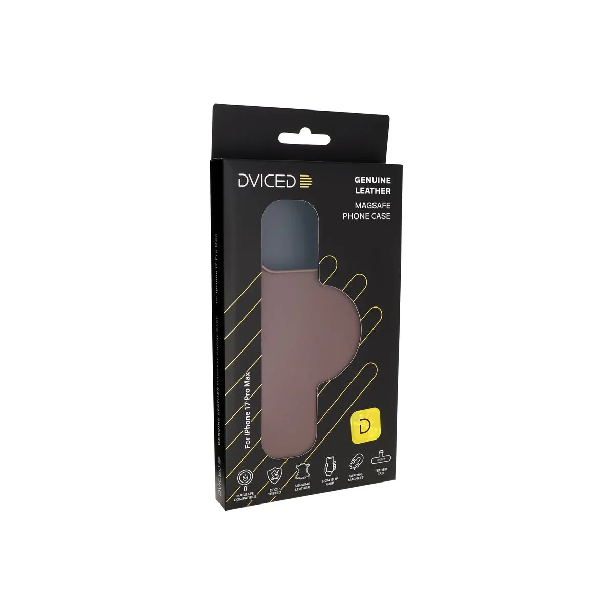 Husa de protectie DVICED din piele pentru iPhone 17 Pro Max, Maro