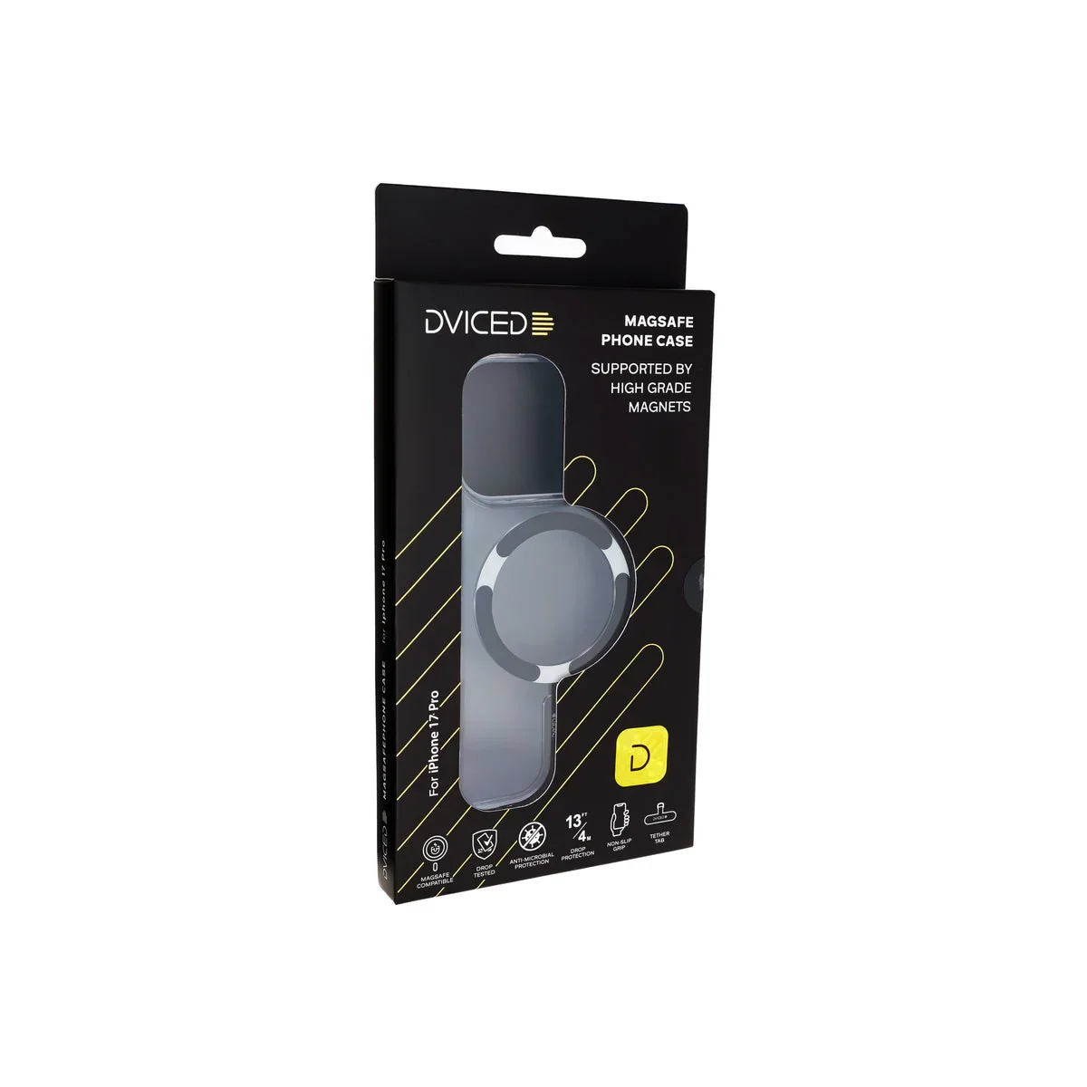 Husă de protectie DVICED din silicon pentru iPhone 17 Pro, MagSafe, Transparent-neagră - Image 4