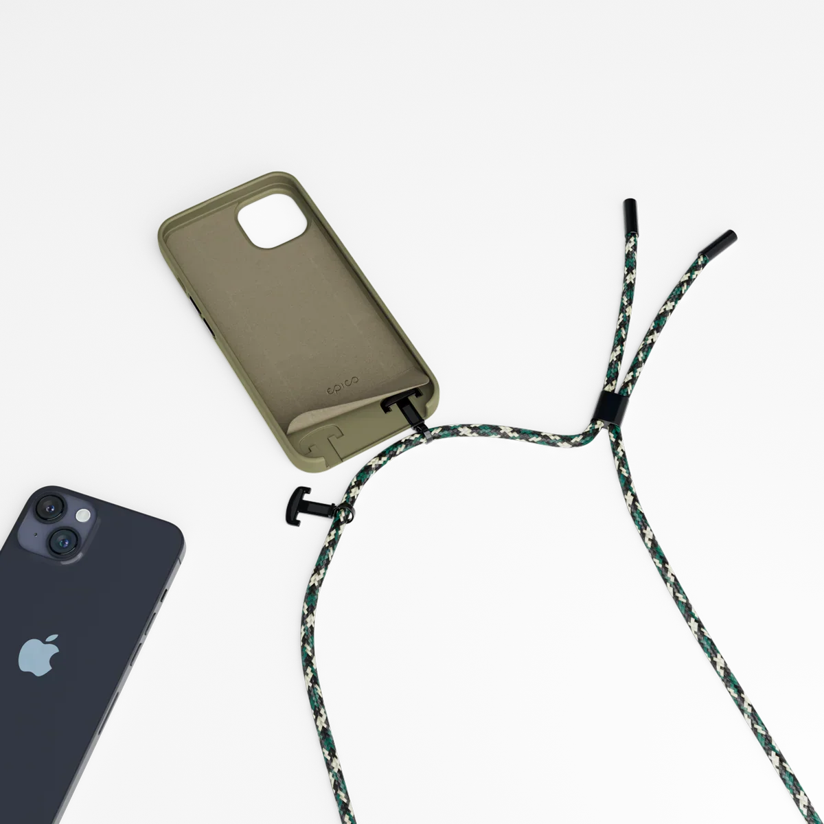 Husa de protectie Epico cu snur pentru iPhone 14, Silicon, Verde - Image 2