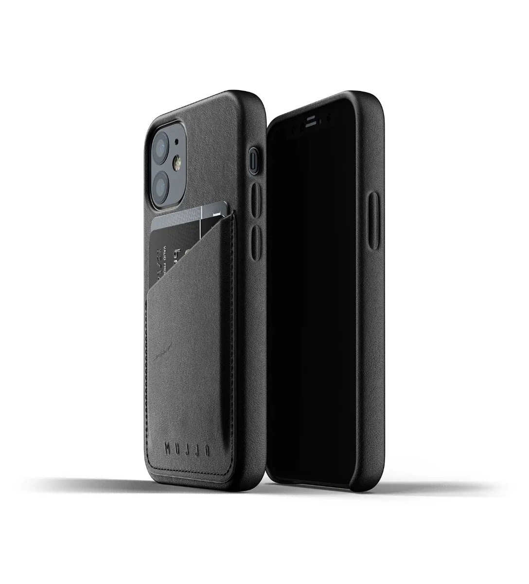 Husa de protectie Mujjo tip portofel pentru iPhone 12 Mini, Piele, Negru