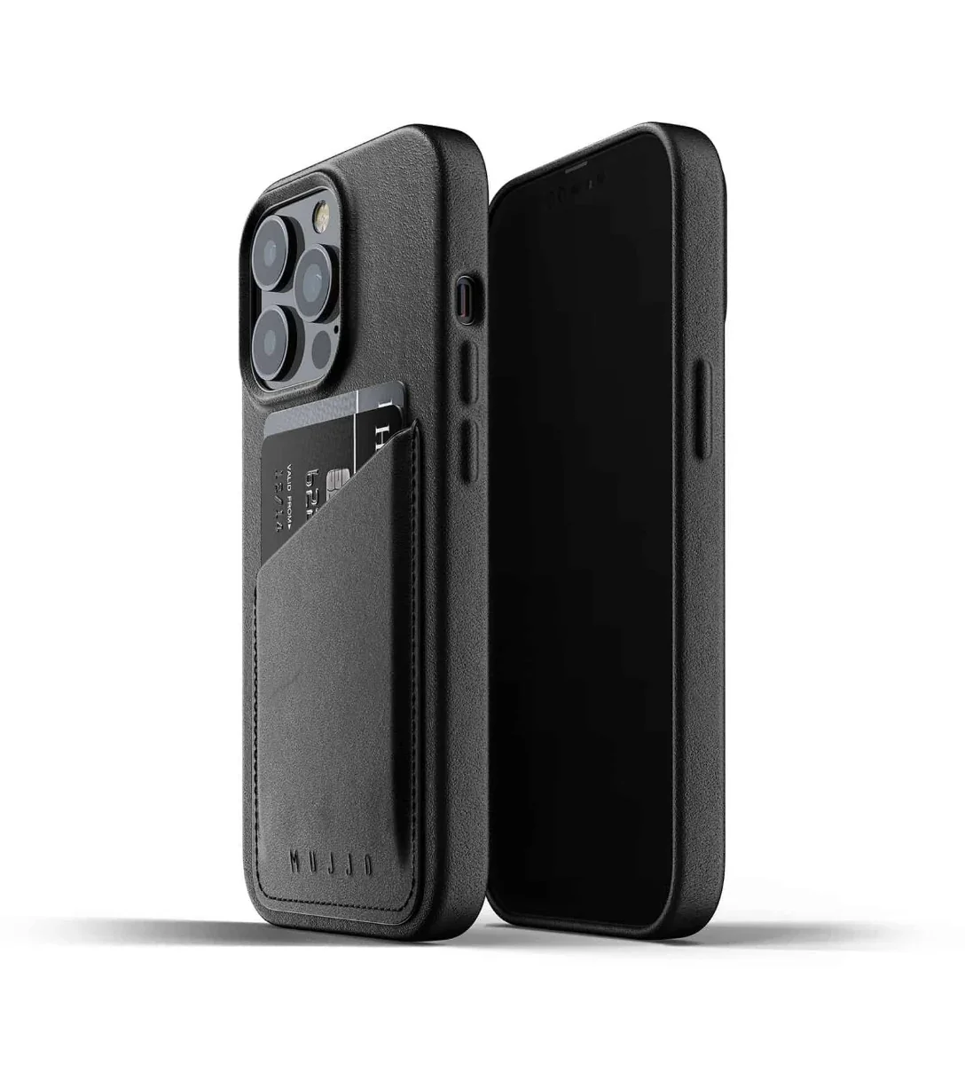 Husa de protectie Mujjo tip portofel pentru iPhone 13 Pro, Piele, Black