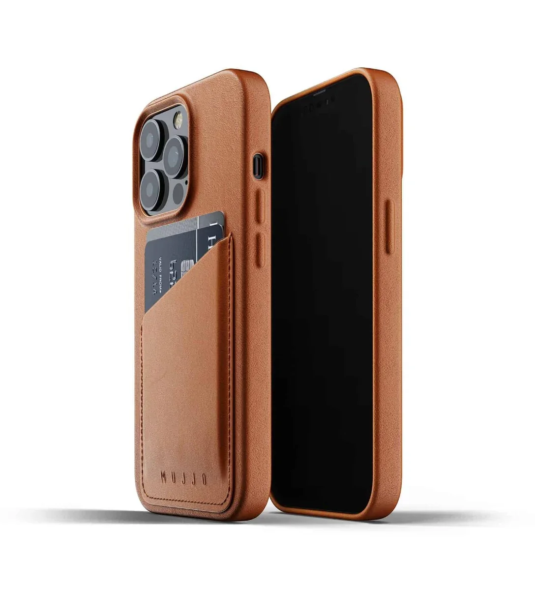 Husa de protectie Mujjo tip portofel pentru iPhone 13 Pro, Piele, Tan