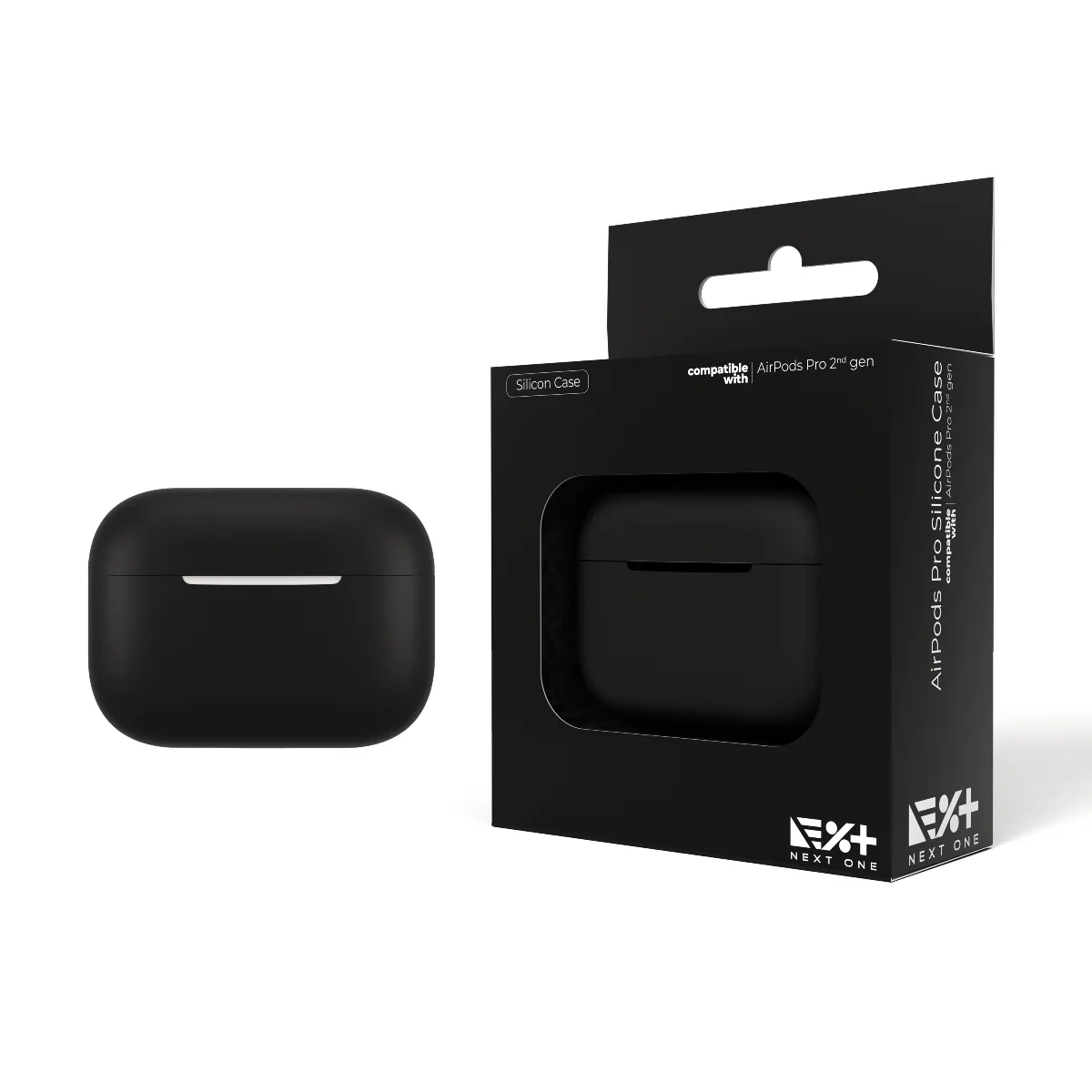 Husa de protectie NOA pentru AirPods Pro (gen.2), Silicon, Negru