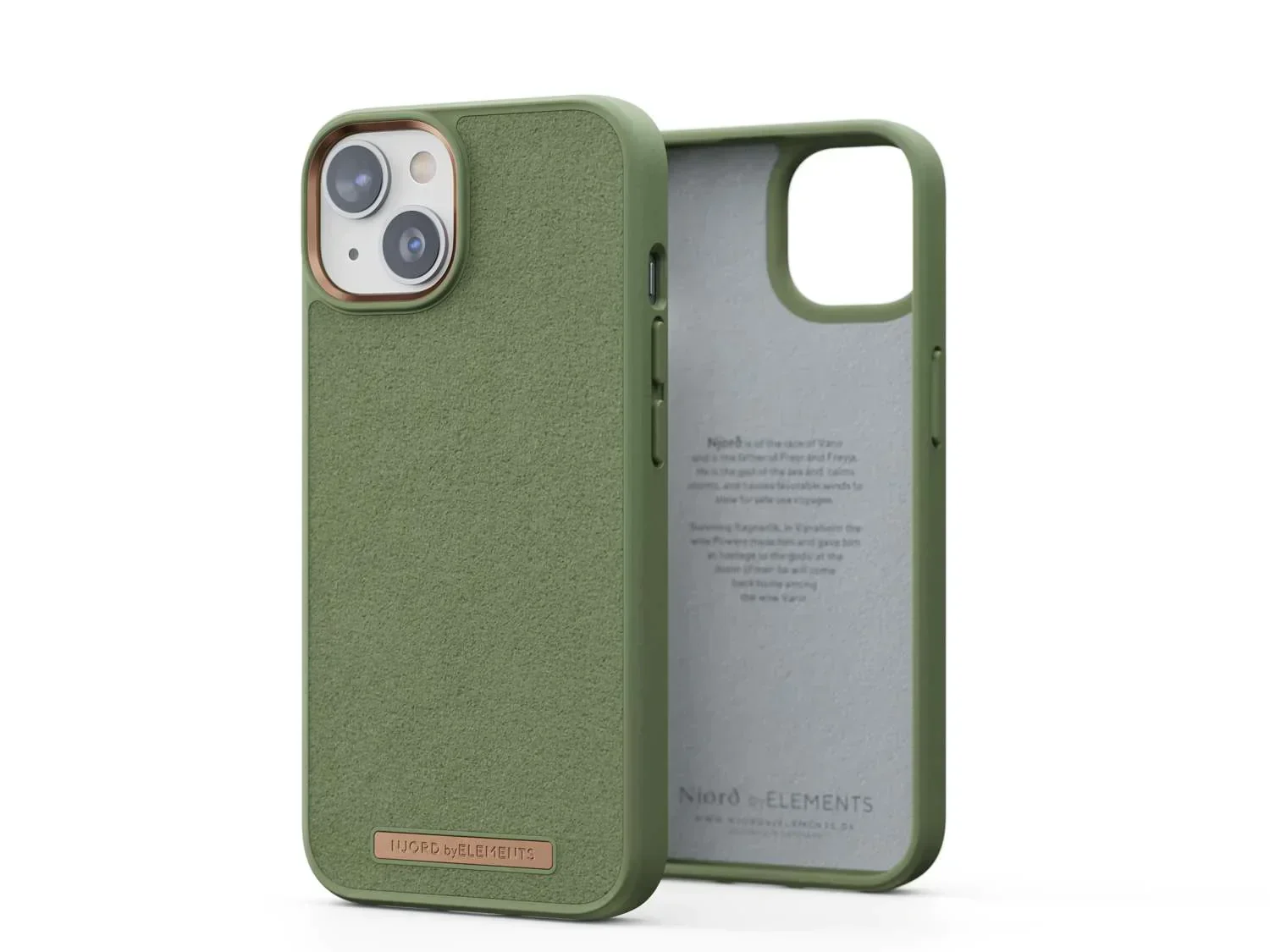 Husa de protectie Njord Suede Comfort+ pentru iPhone 14 Plus, Olive - Image 2
