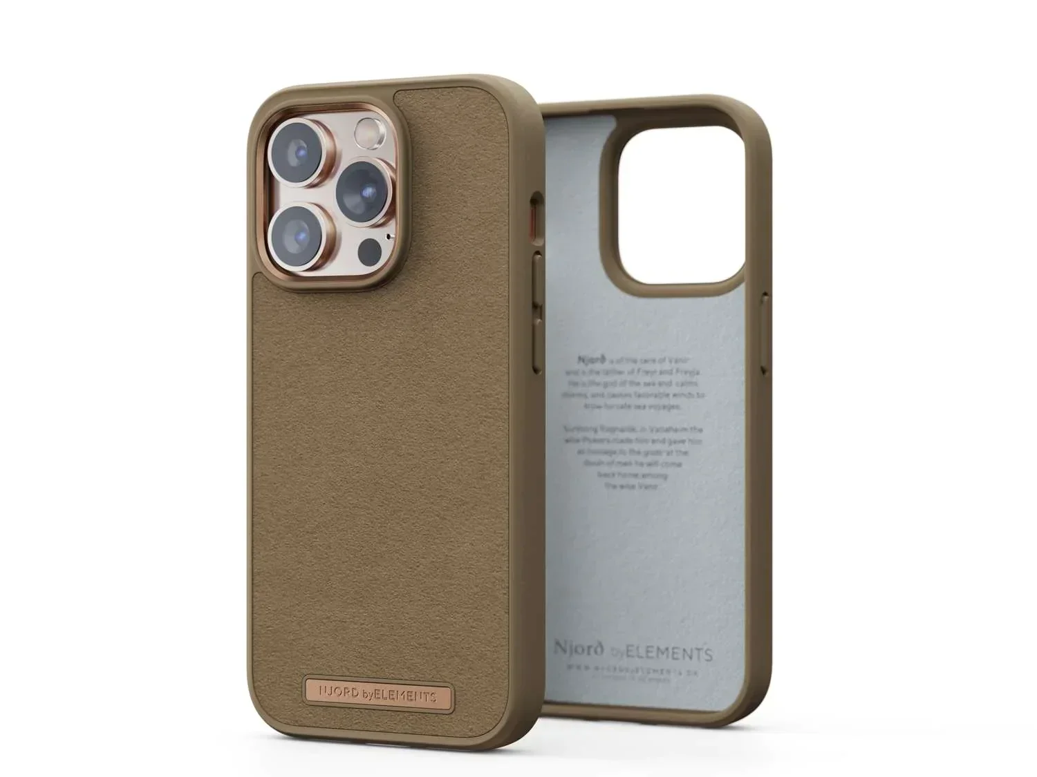 Husa de protectie Njord Suede Comfort+ pentru iPhone 14 Pro Max, Camel - Image 2