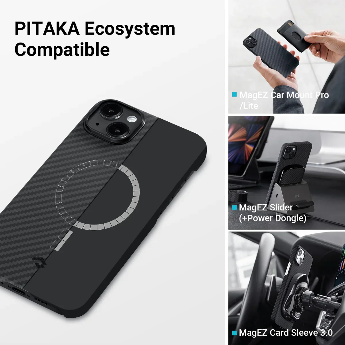 Husa de protectie Pitaka MagEZ 3 cu MagSafe pentru iPhone 14, Negru - Image 7