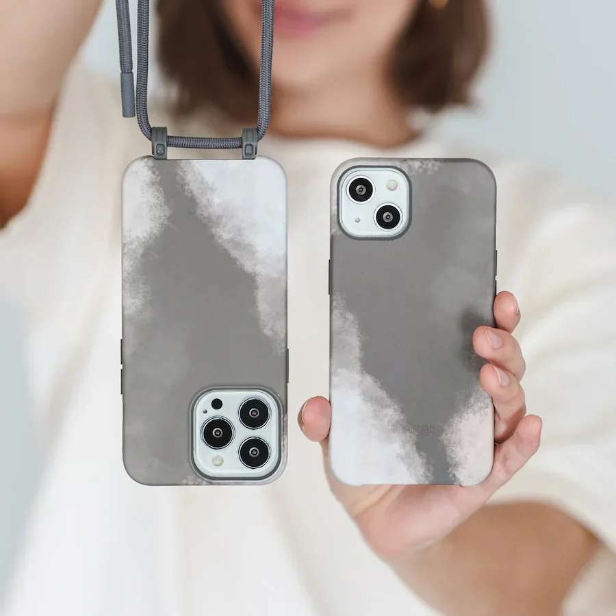 Husa de protectie Woodcessories Change Batik pentru iPhone 13, Anthracite Grey - Image 3