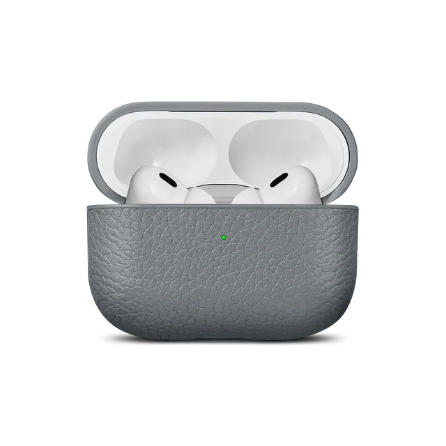 Husa de protectie Woolnut pentru AirPods Pro (gen.2), Piele, Gri - Image 2