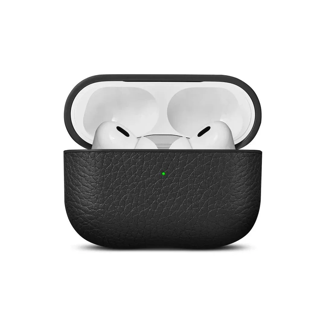 Husa de protectie Woolnut pentru AirPods Pro (gen.2), Piele, Negru