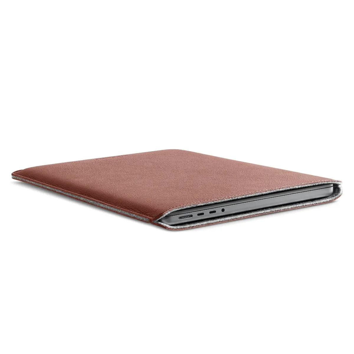 Husa de protectie Woolnut Sleeve pentru MacBook Pro 14", Piele, Cognac - Image 4