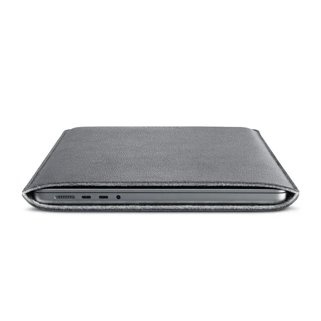 Husa de protectie Woolnut Sleeve pentru MacBook Pro 14", Piele, Gri - Image 5