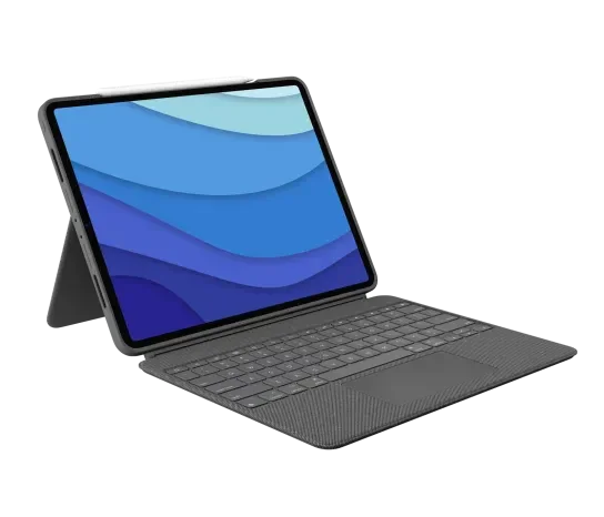 Husa Logitech Combo Touch cu tastatura si trackpad detasabile pentru iPad Pro 12,9" Gen 5 si 6, US, Gri Nisip