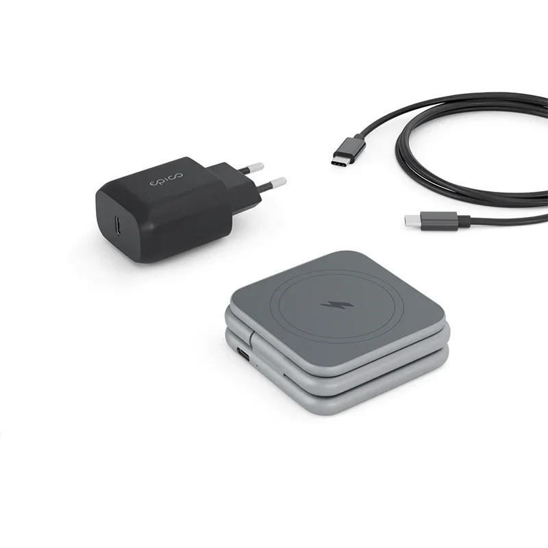 Incarcator ISTYLE Mag+ Foldable Wireless Charger MagSafe, Gri Spatial - Image 3