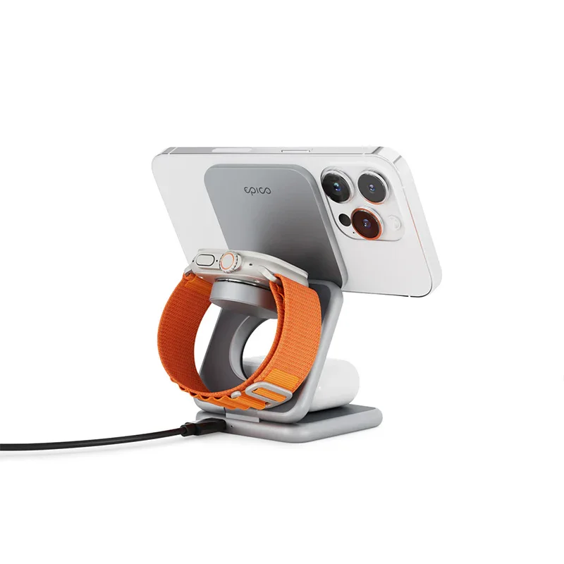 Incarcator wireless EPICO 3-in-1, Gri - Image 2