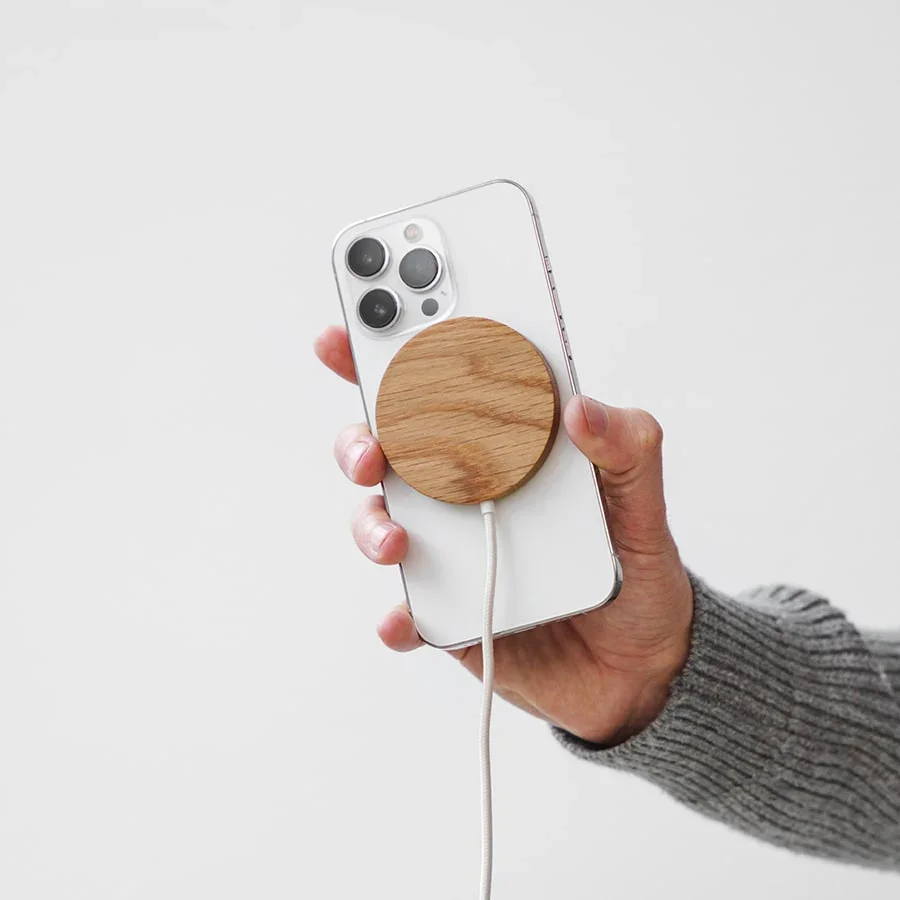 Incarcator wireless Woodcessories MagPad, Oak/Fabric - Image 6