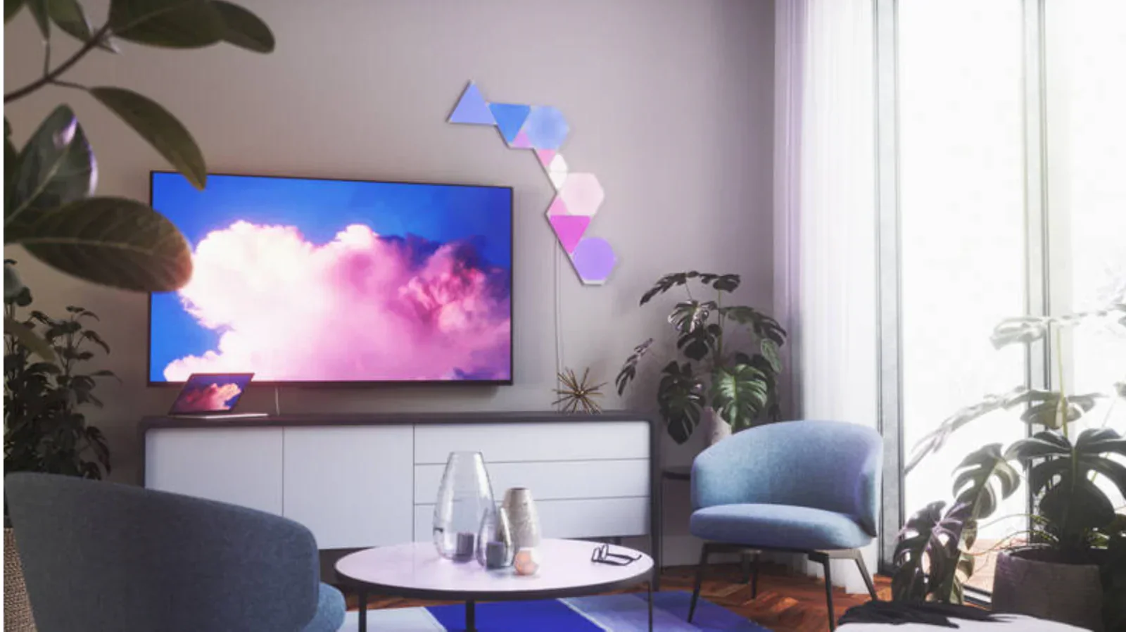 Kit panouri luminoase LED modulare inteligente Nanoleaf Shapes Triangles Starter Kit, RGBW, Wi-FI, 720 lm, senzor muzica, 9 panouri - Image 5