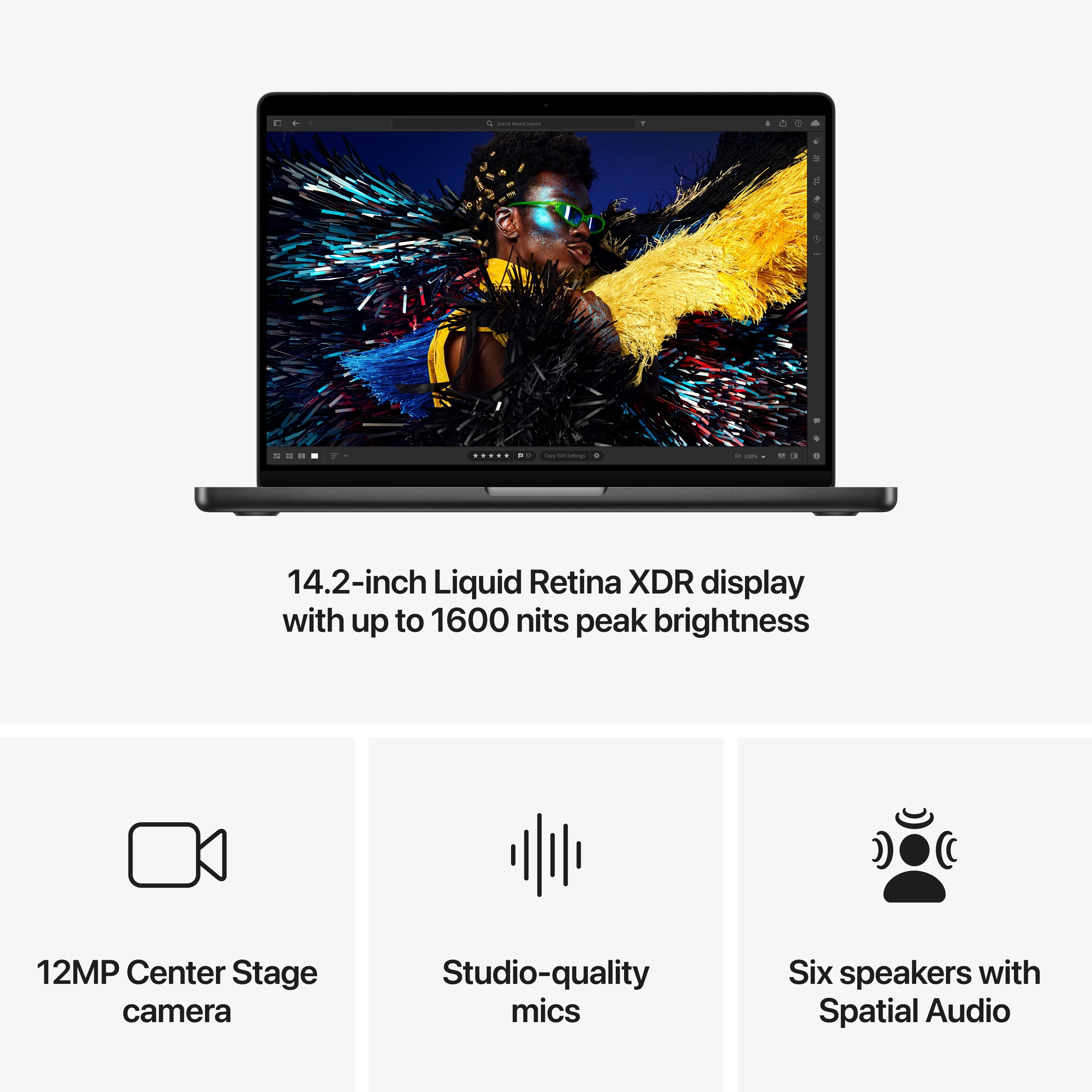 MacBook Pro 14", procesor Apple M4 Pro, 14 nuclee CPU si 20 nuclee GPU, 24GB, 1TB SSD, Space Black - Image 6