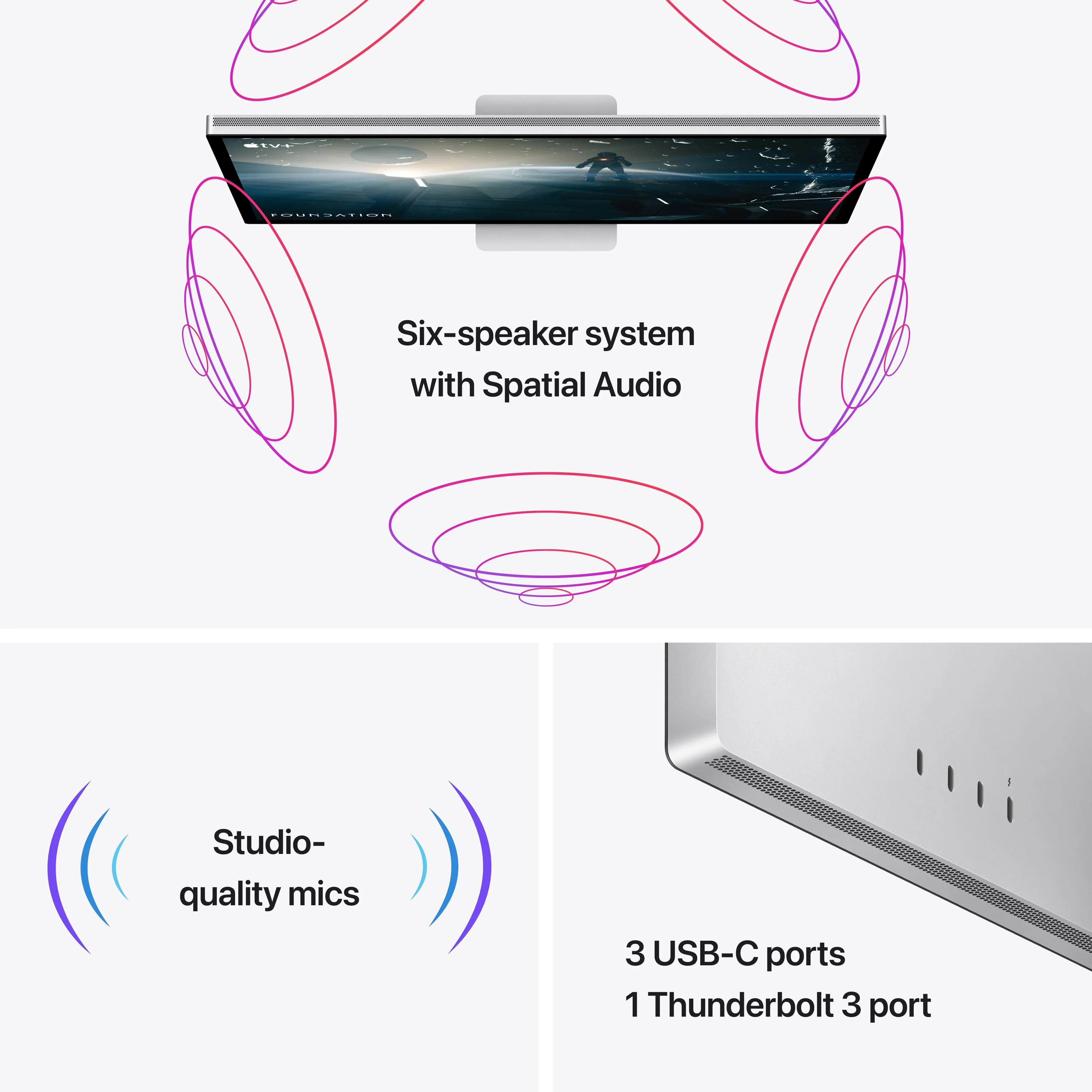 Monitor Apple Studio Display 27", 5K Retina, Thunderbolt, Nano-Texture Glass, Argintiu (Stand Tilt and Height Adjustable) - Image 6
