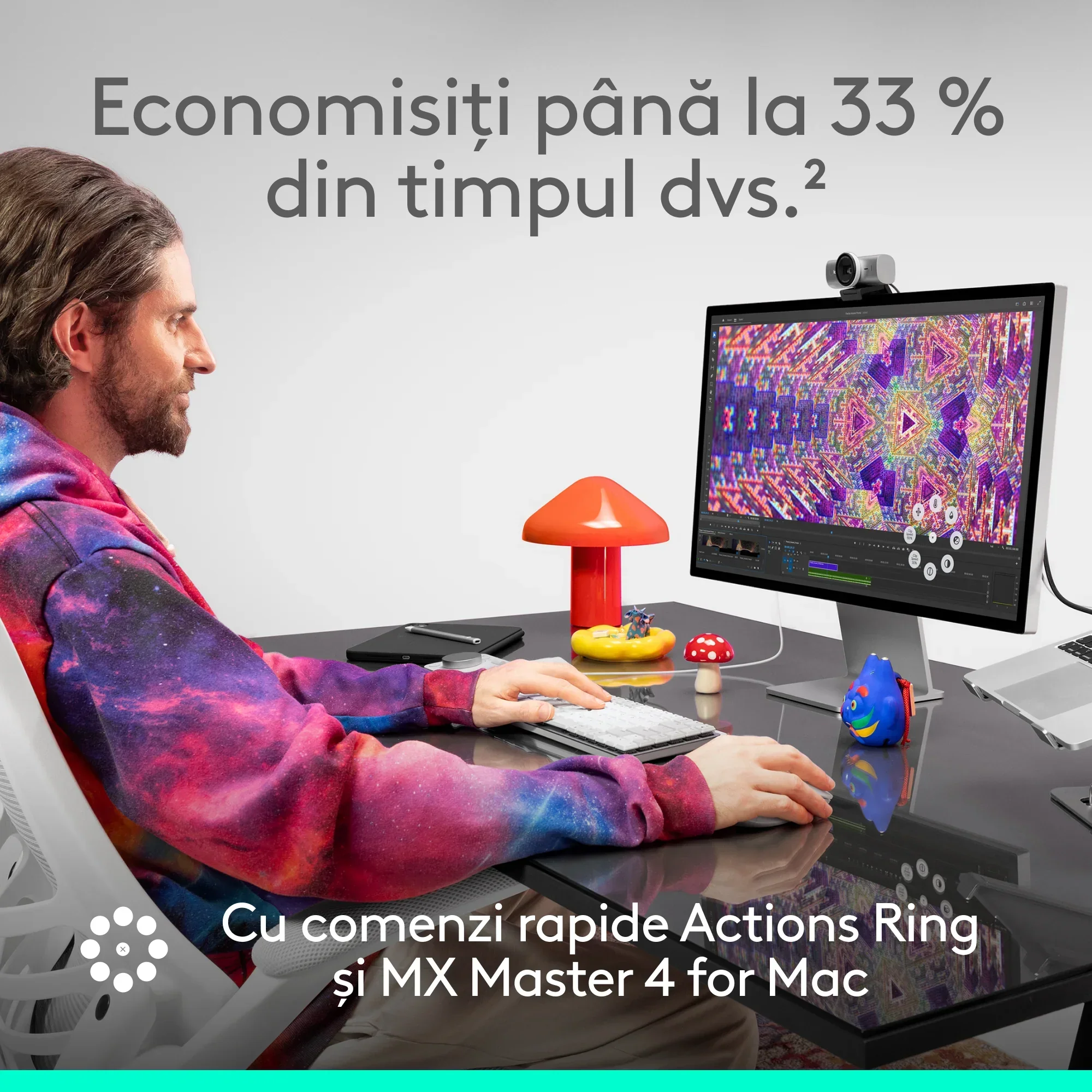 Mouse Wireless Logitech MX Master 4 pentru Mac, Alb - Image 3