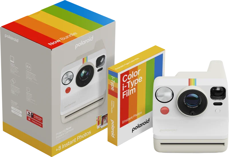 Pachet Camera Foto Instant Polaroid Now (gen.3) Alb + Hartie Foto