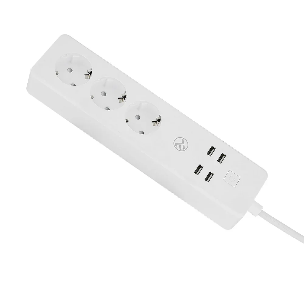 Prelungitor smart Tellur Wireless, 3 Prize, 4 x USB, 2200W, 10A, Cablu 1.8m, Alb