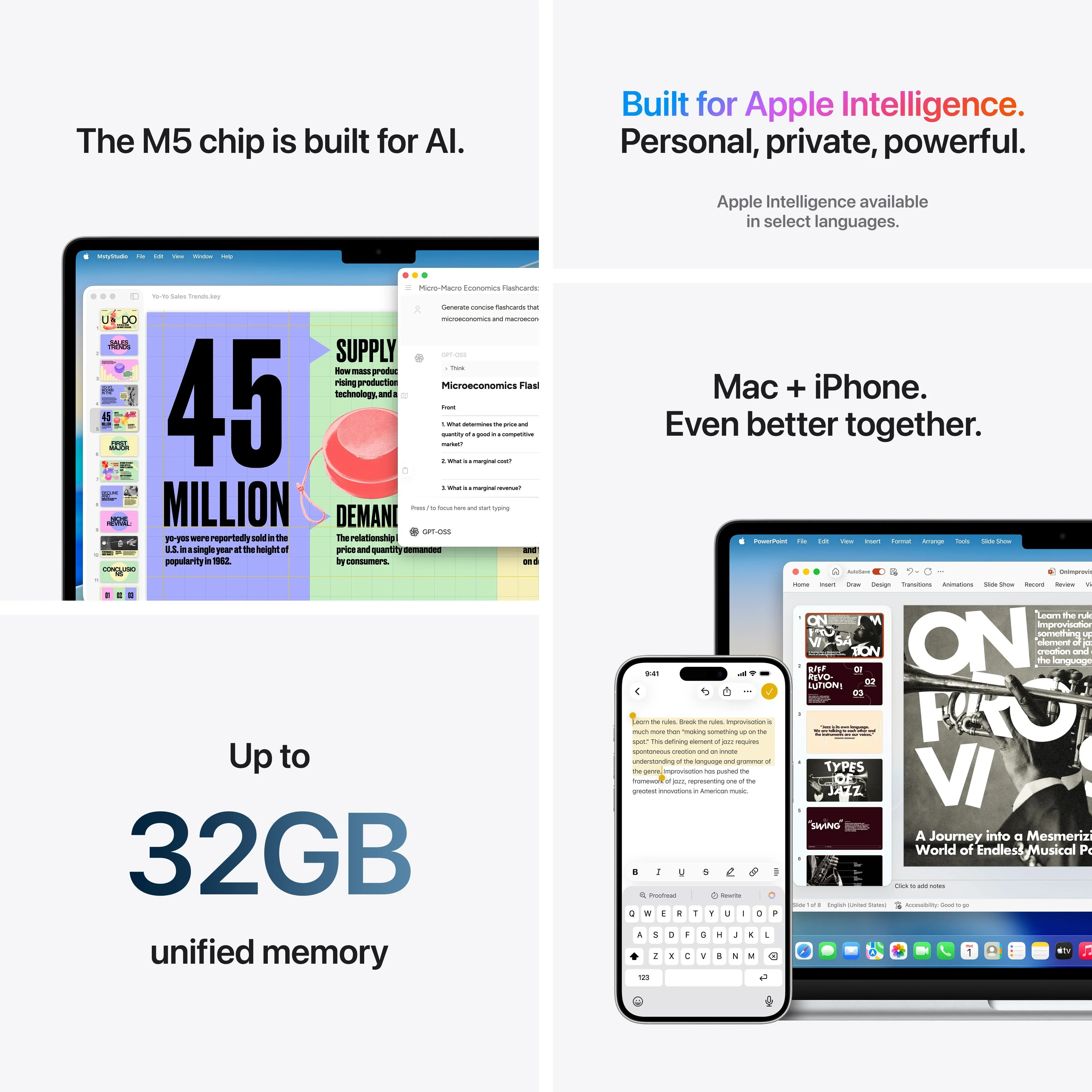 Produs configurabil: MacBook Air 15", procesor Apple M5, 10 nuclee CPU si 10 nuclee GPU, 32GB, 1TB SSD, Silver, INT KB - Image 4
