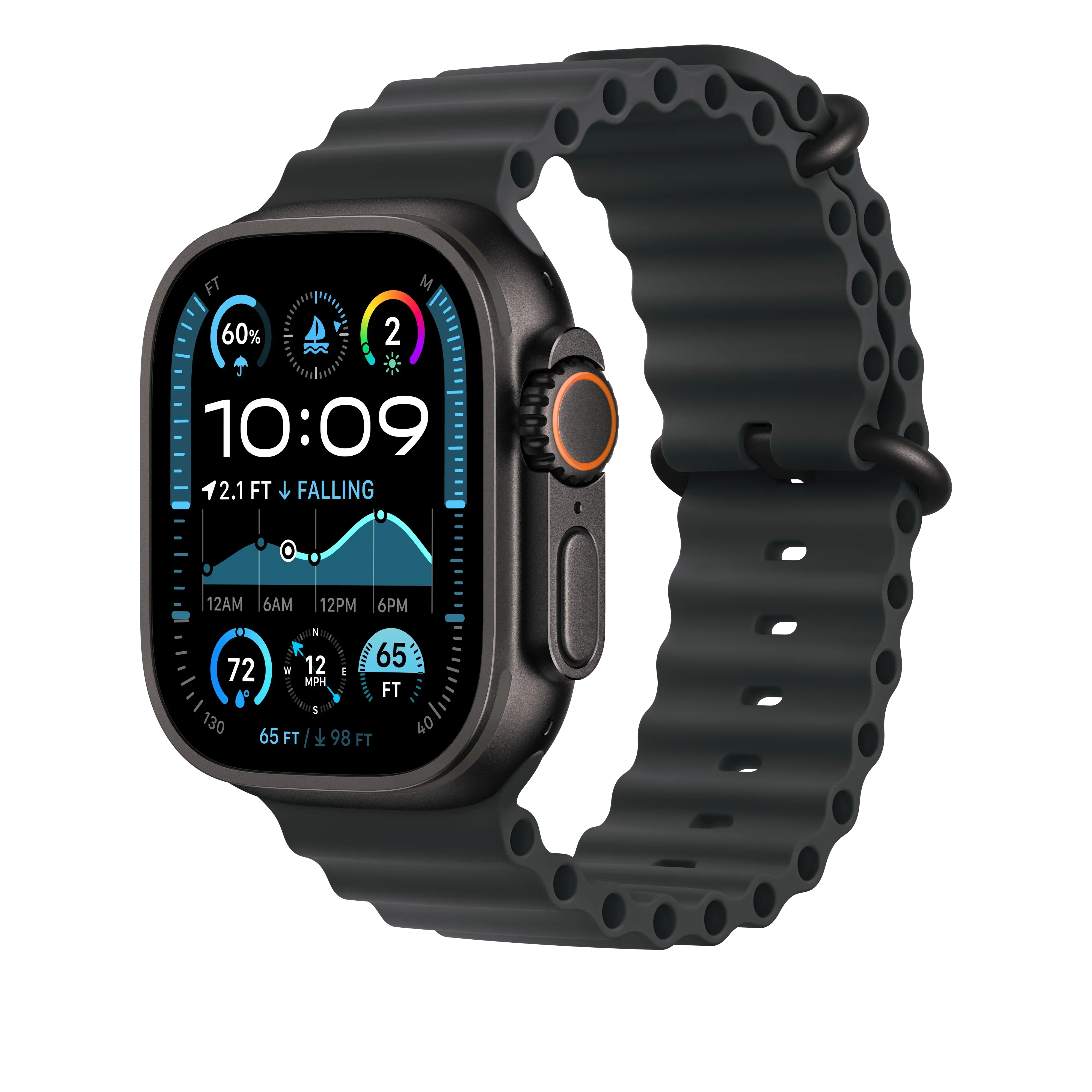 Curea Apple pentru Apple Watch 49mm Black Ocean Band, Black Titanium Finish - Image 2