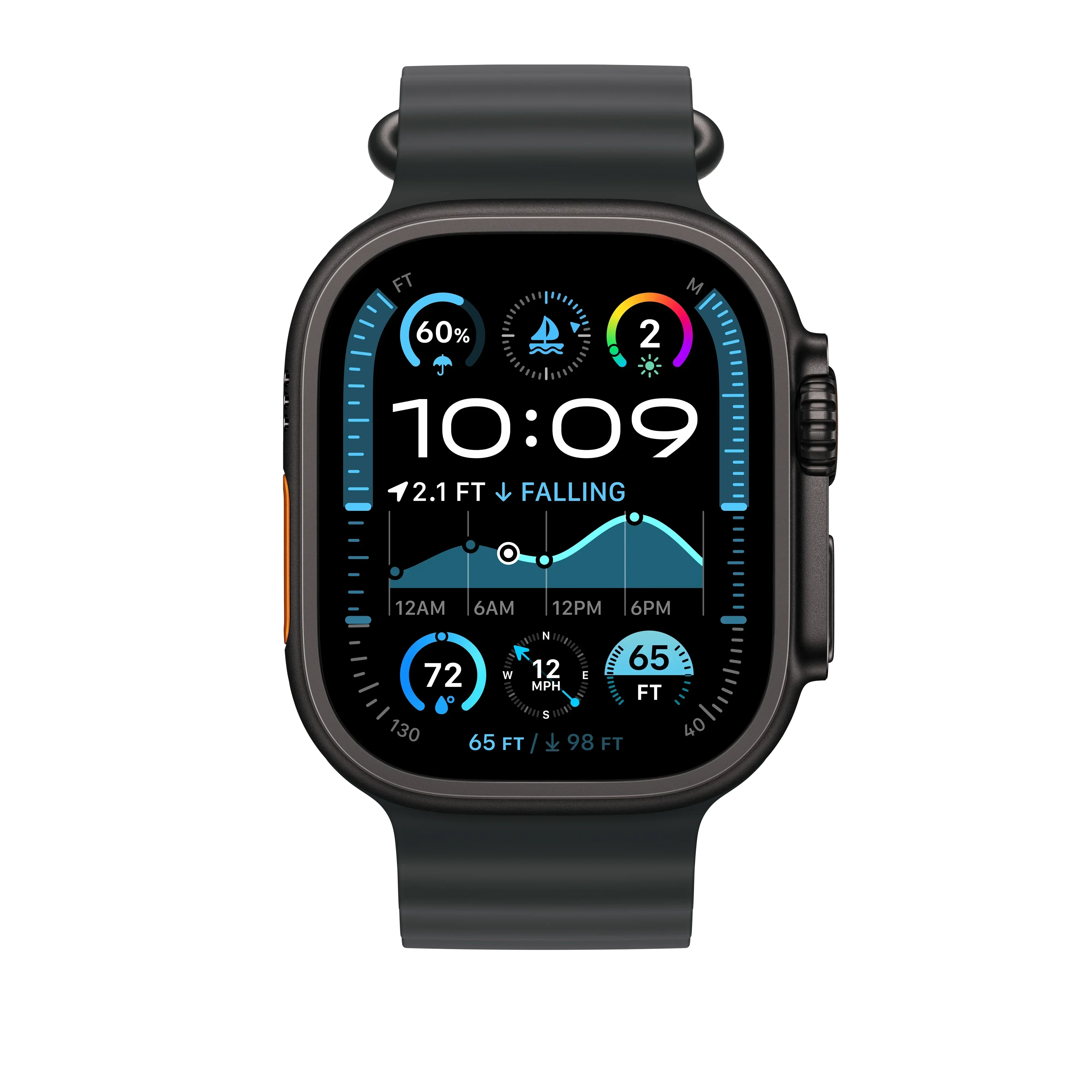 Curea Apple pentru Apple Watch 49mm Black Ocean Band, Black Titanium Finish - Image 3